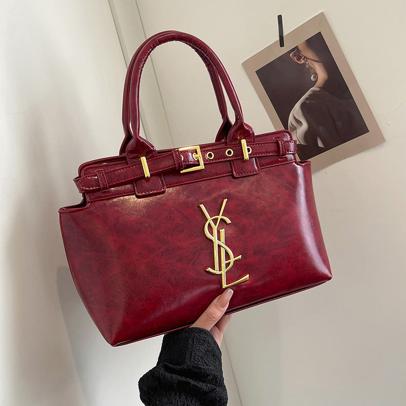 Bolso de mujer de alta gama y gran capacidad, nuevo bolso vintage vintage elegante de 2026, versátil y de moda bandolera de un solo hombro