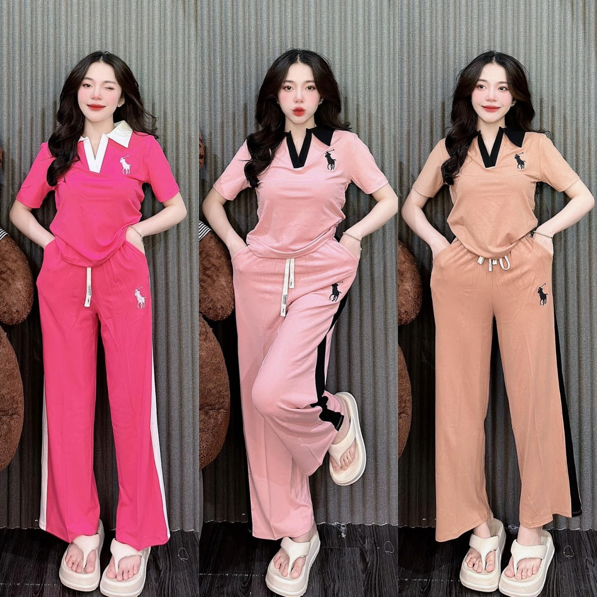 Set Deportivo Mujer Dos Piezas Cuello Polo Pantalones | Casual Verano