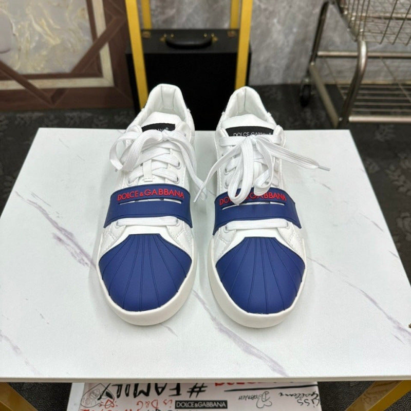 Zapatillas casuales de cuero hombre familia DG | Velcro blancas versátiles