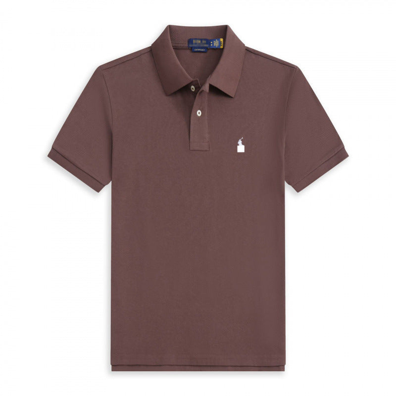 Verano 2025 Comercio Exterior RLoro Camiseta Raco Ralph Lawrence Camiseta de Manga Corta Hombre Logo de Solapa Pony Bordada Ropa Casual Bordada