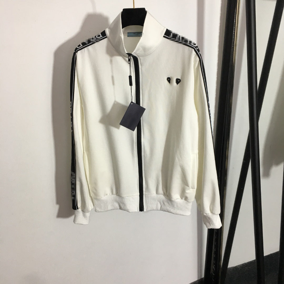 Chaqueta de camiseta de manga larga con cremallera + borde de cinta con cintura elástica de cintura y pantalones casuales de la Nanyou de alta gama triángulo