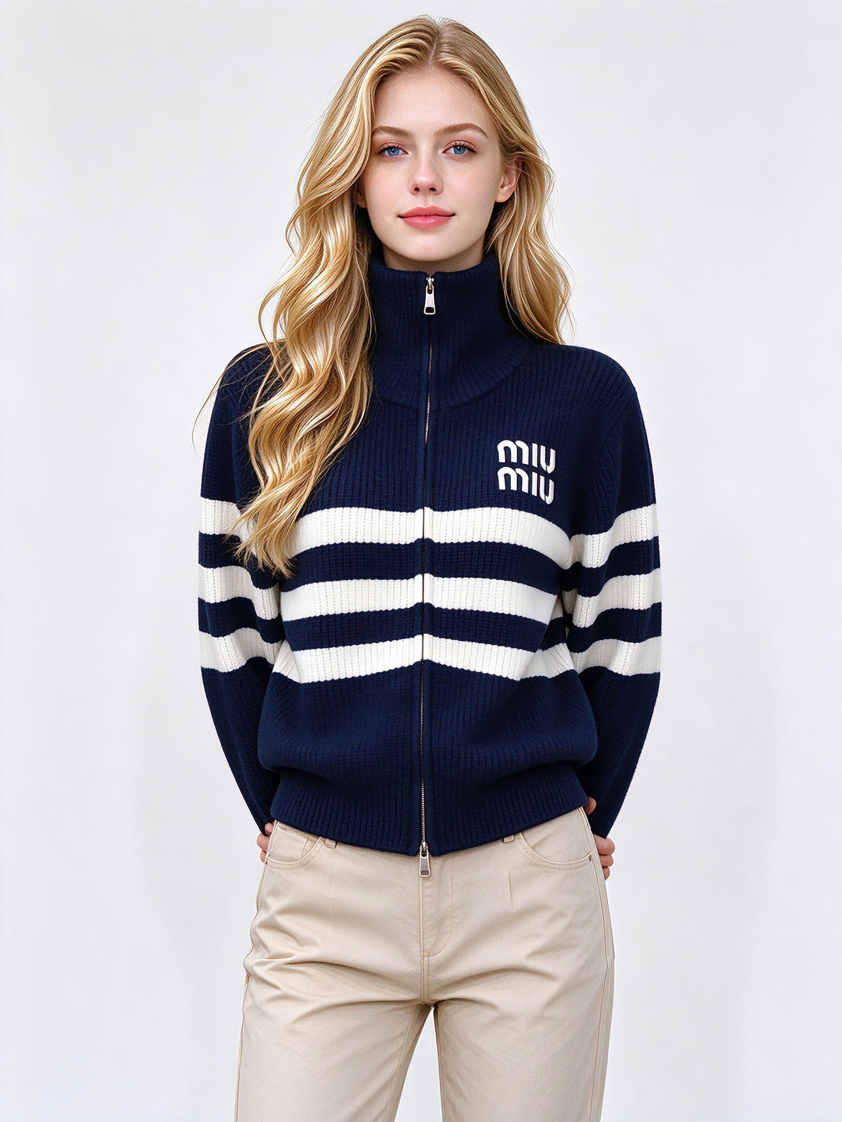 Women's MM Knit Cardigan | High neck and zip