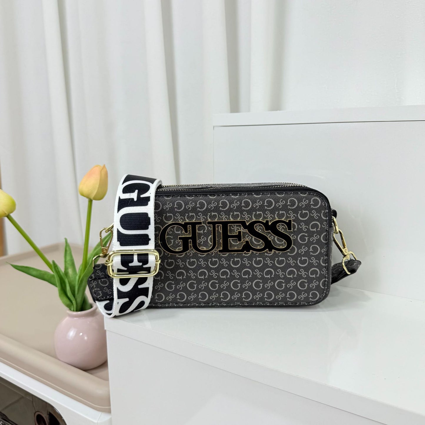 Bandolera Cámara Premium | Doble Cremallera Marca en Relieve
