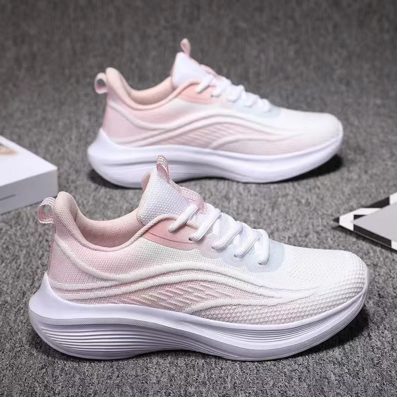 Nuevos zapatos casuales transpirables de malla antideslizante de suela antideslizante para primavera y otoño, versión coreana, zapatos ultraligeros versátiles para correr para mujer al por mayor