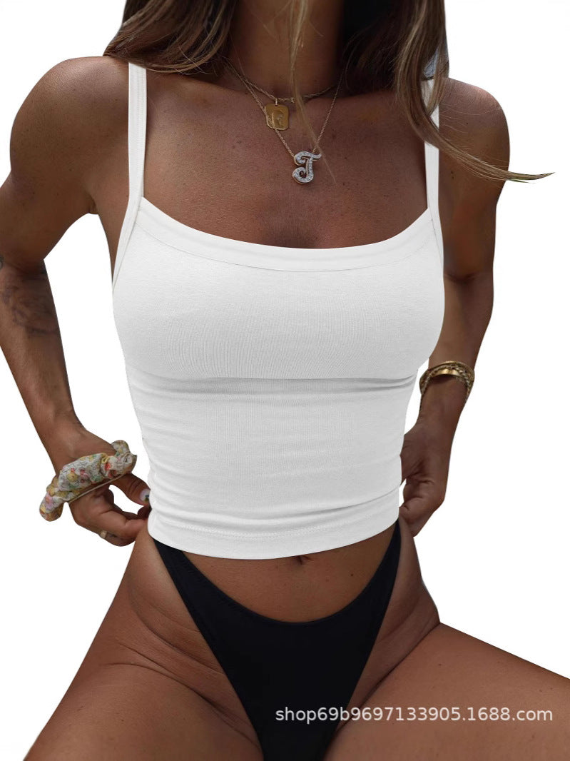 Ropa europea y estadounidense transfronteriza 2025 estación independiente de Amazon sexy chica sexy con tirantes cortos ajustados ropa femenina