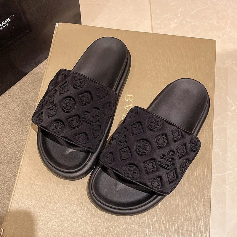 Zapatillas de suela gruesa para mujer para abrigo, zapatillas refrescantes de playa con plataforma de Velcro 2025, chanclas de moda veraniega y de moda