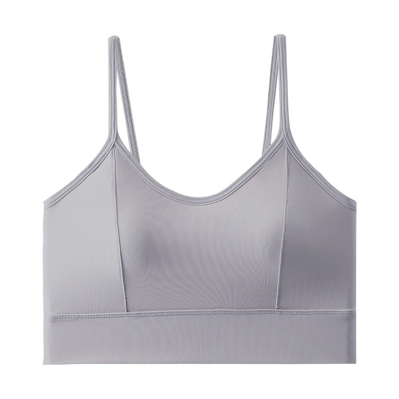 Sujetador de espalda de seda hielo precioso, pechos pequeños que muestran grandes almohadillas gruesas, sujetadores deportivos con tirantes sexys, envolventes de mujer, finos de verano