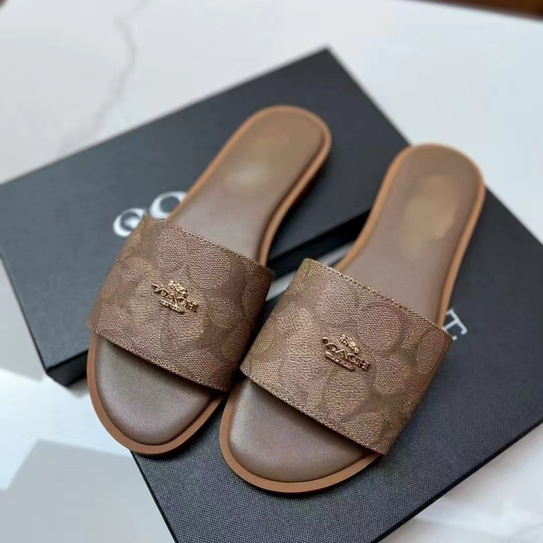 Prendas exteriores estilo francés estilo Style C con hebillas metálicas para mujer, zapatillas refrescantes versátiles y de moda 2025