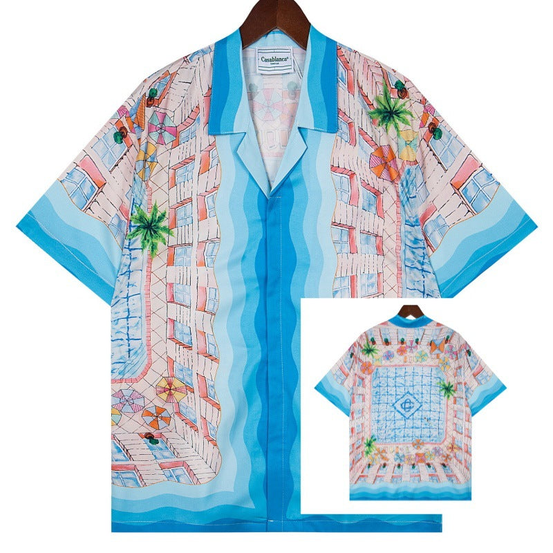 Set de camiseta de manga corta con letras de un partido de fútbol CASA de primavera/verano, jersey holgado y de moda para hombres