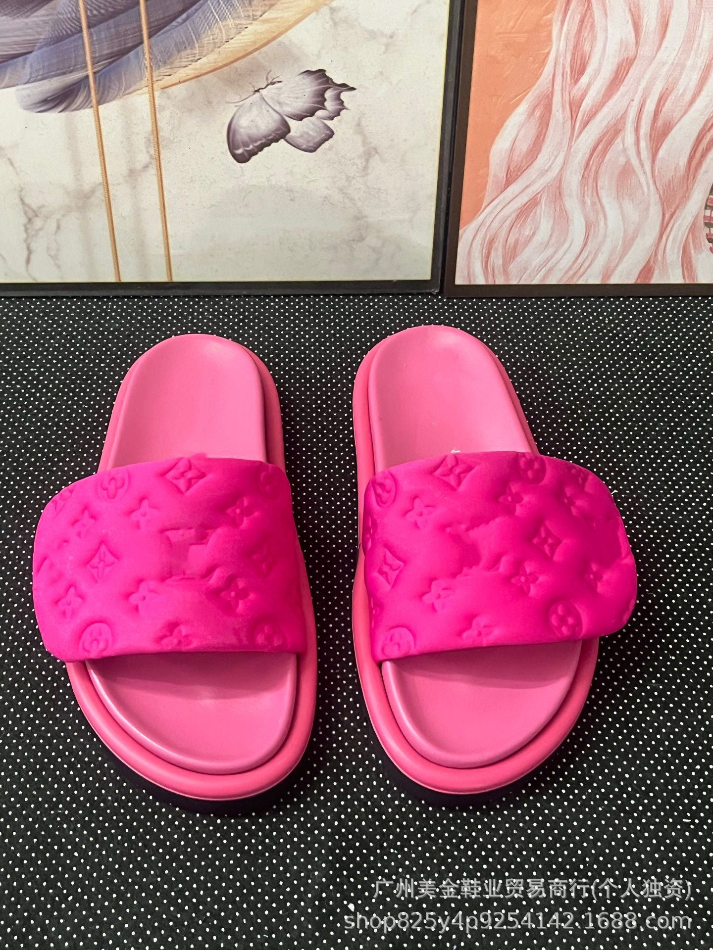 Zapatillas de Velcro de suela gruesa Donkey Home para mujer, 2025 Nuevas zapatillas antideslizantes de denim con letras antideslizantes para exportación