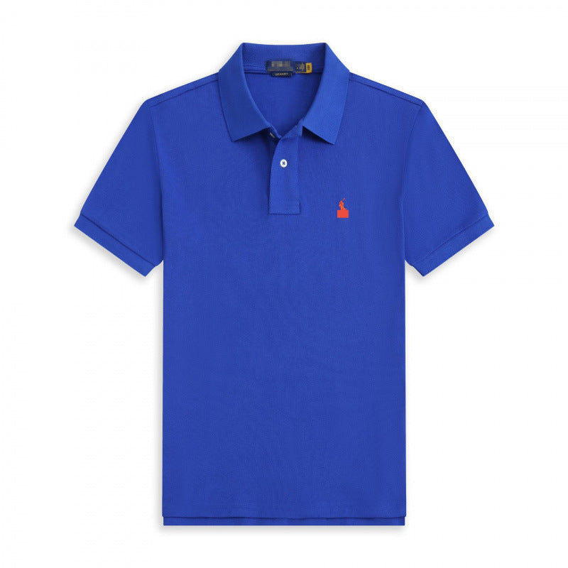 Verano 2025 Comercio Exterior RLoro Camiseta Raco Ralph Lawrence Camiseta de Manga Corta Hombre Logo de Solapa Pony Bordada Ropa Casual Bordada