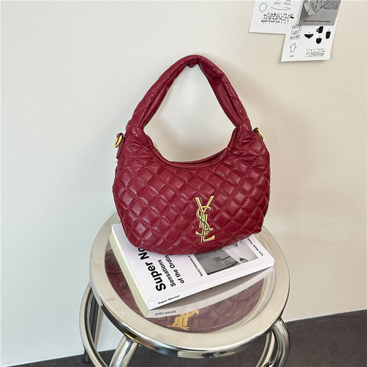 Bolso cruzado de un solo hombro bordado con diseño de bolso transfronterizo para mujer, diseño de bolso de mano de nicho, con patrón de diamantes bordado y vendido