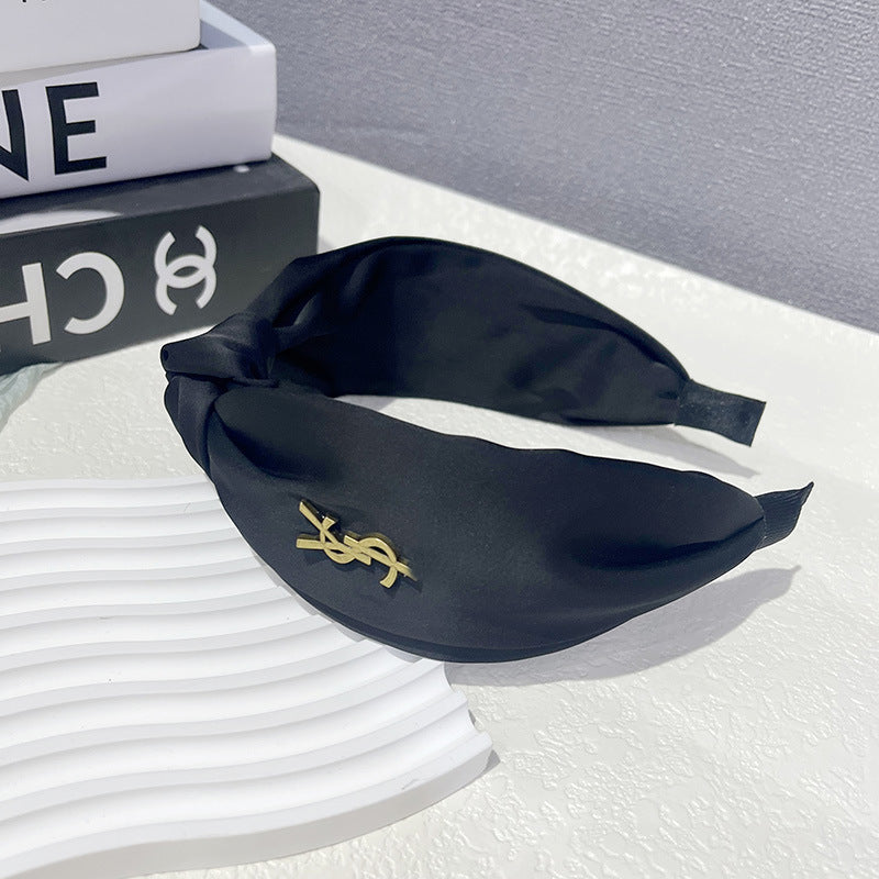 Diademas de satén de alta gama europeas y americanas con tejido cruzado, diademas lisas de borde ancho, pinzas planchadas, elegantes accesorios triangulares para el cabello