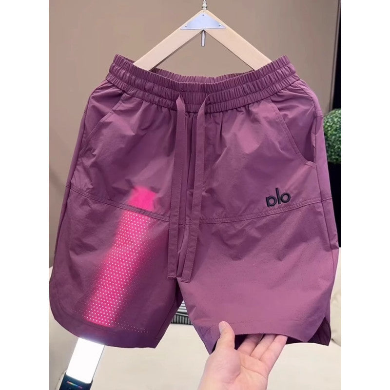 Pantalones Cortos Deportivos Seda Hielo Bordados Hombre | Secado Rápido