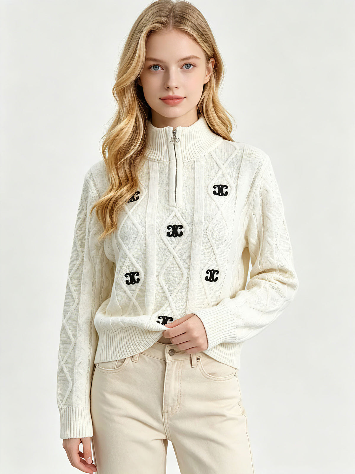 Women's CE Sweater | High Neck and Half Zip