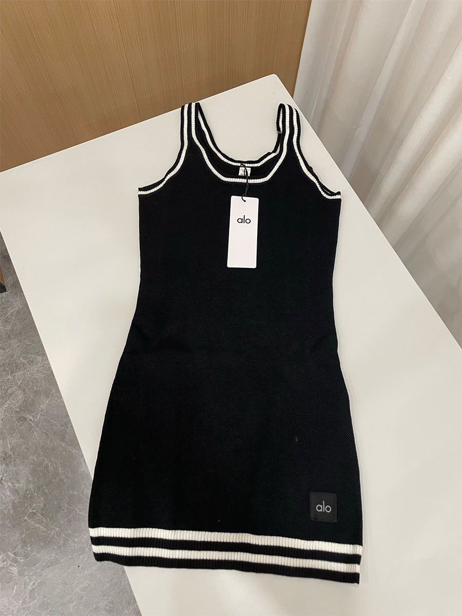 Primavera/verano 2026 nuevo vestido de punto de tirantes alo para mujer, vestido deportivo transpirable al aire libre, vestido base sexy