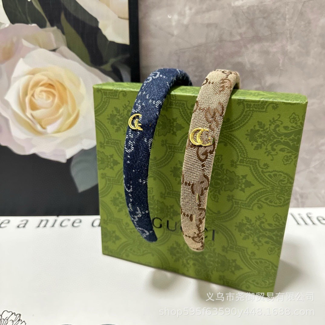 Diadema con letra Gujia, horquilla ligera de lujo, tocado de celebridad de internet socialité, accesorio de pelo vintage ligero y de lujo y de moda, diadema elegante y versátil