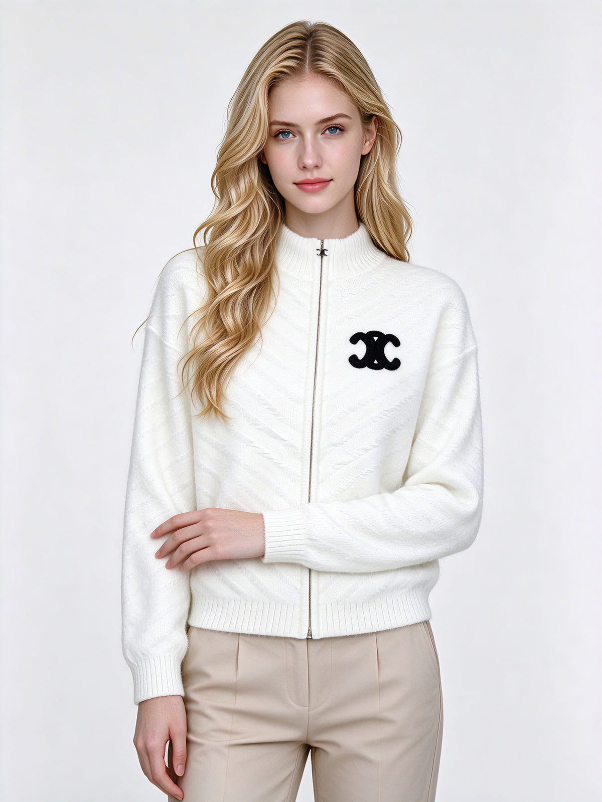 Cardigan in maglia da donna CE | Bianco e stile casual
