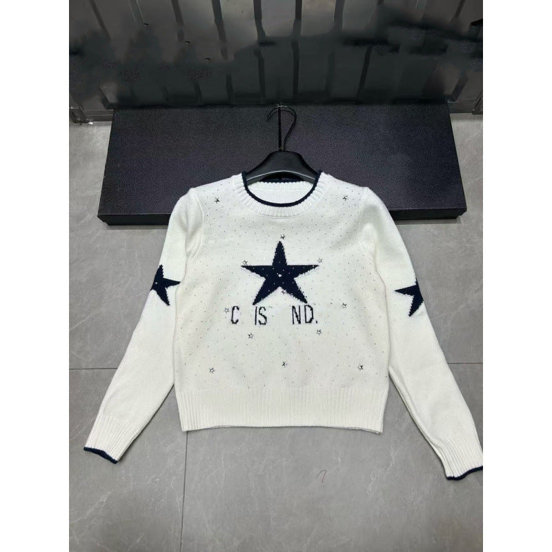 Maglione in maglia CD | Jacquard con lettere e stelle