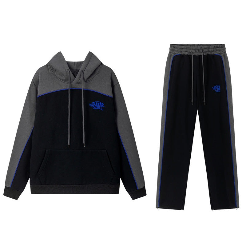 European and American cross-border e-commerce, hip-hop style casual long pants set (embroidered) with fleece lining for men and women, fashionable.