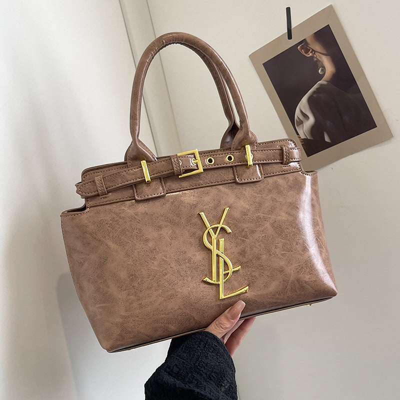 Bolso de mujer de alta gama y gran capacidad, nuevo bolso vintage vintage elegante de 2026, versátil y de moda bandolera de un solo hombro