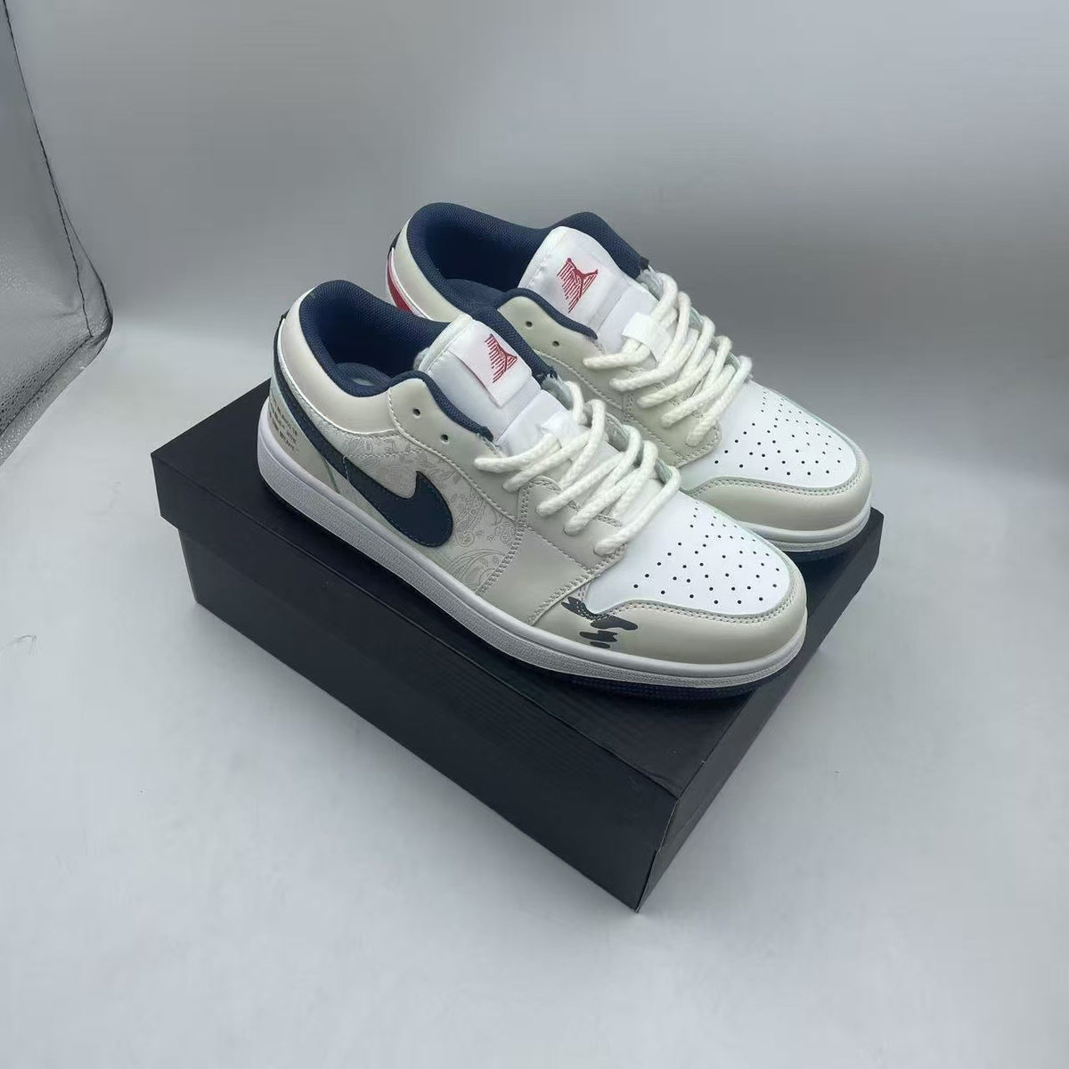 N Unisex Black and White AJ1 Sneakers | With Box
