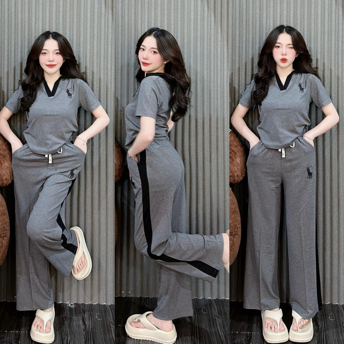 Set Deportivo Mujer Dos Piezas Cuello Polo Pantalones | Casual Verano