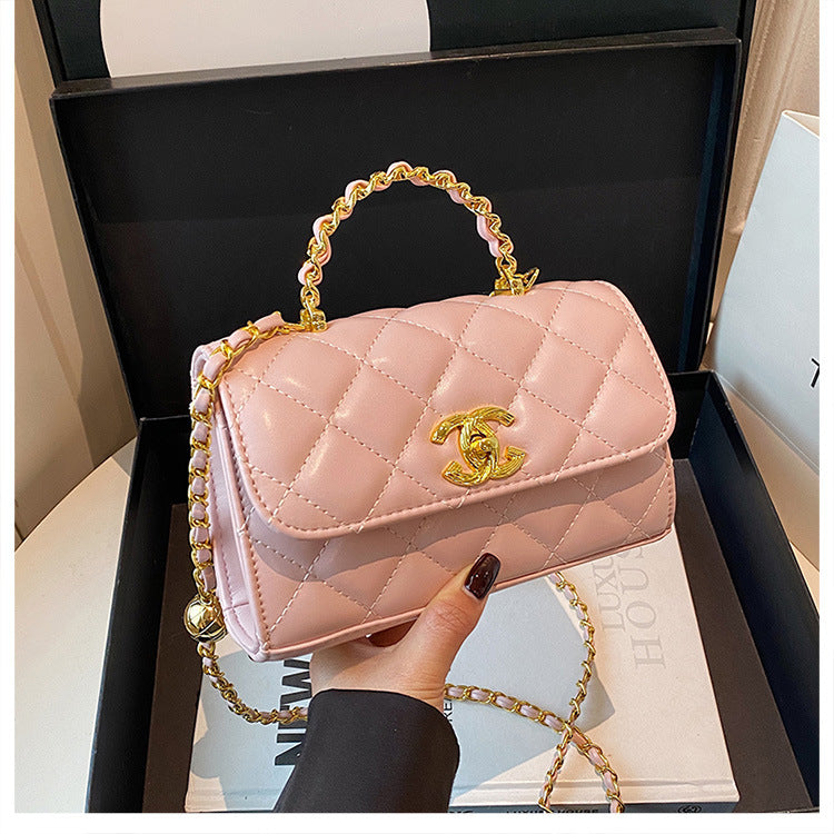Bolso de mano de fragancia pequeña transfronteriza para mujer 2025 nuevo bolso cuadrado pequeño versátil de un solo hombro bolso de cadena rómbica cruzado de lujo ligero