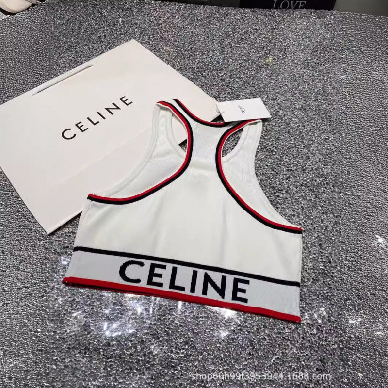 CC Primavera/Verano 2026 Nuevo diseño de nicho con dobladillo con botones de letras bordadas con chaleco I I-string