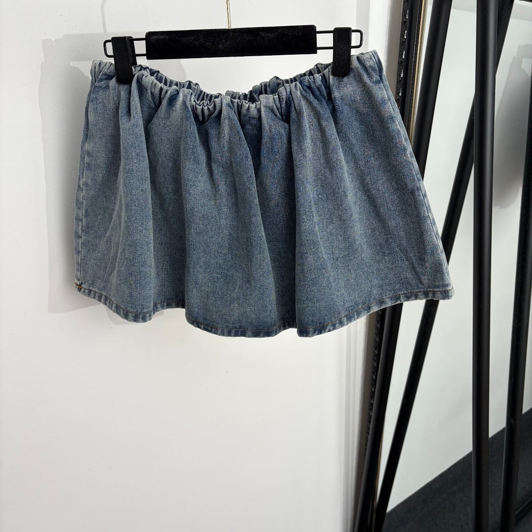 MM Short Denim Skirt | A-Line Cut