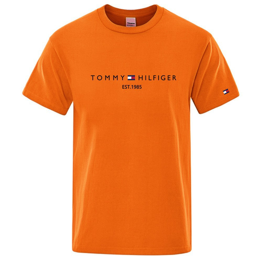 Nuevo verano 2025 camiseta de manga corta con cuello redondo masculino, camiseta deportiva casual de moda para hombres, manga larga para mujer