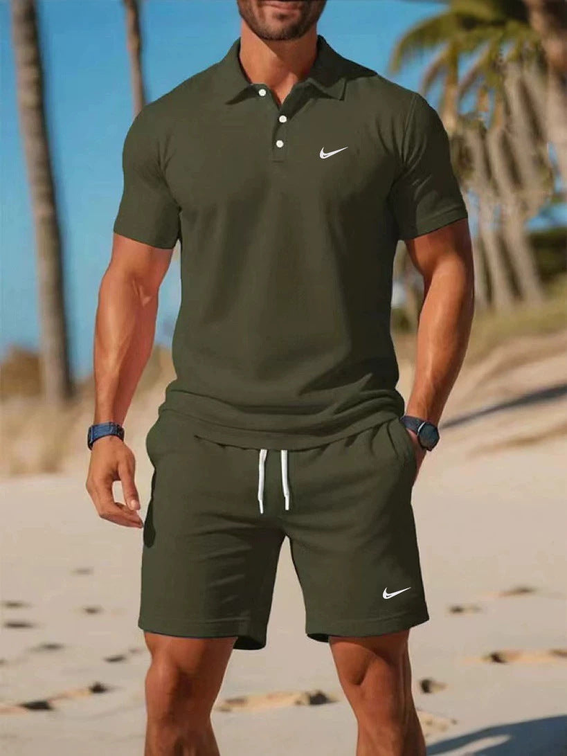 Conjunto de polo deportivo casual para verano transfronterizo 2026, sencillo, a la moda, de secado rápido, transpirable