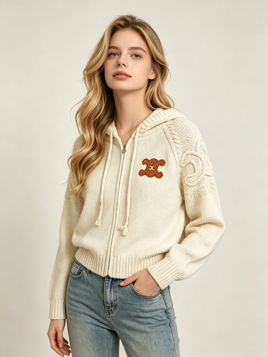 Cardigan ricamato donna CE | Chiusura a maglia