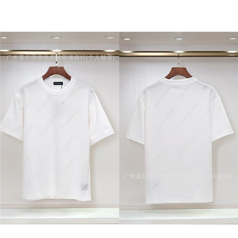Versión correcta de la tendencia de lujo de París B: 26SS nuevo bordado unisex con cuello redondo, camiseta de algodón de manga corta y manga corta, comercio exterior