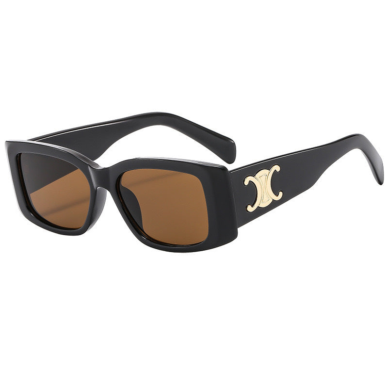 Nuevas gafas de sol sencillas de montura cuadrada retro, gafas de sol de Instagram para hombres y mujeres para influencers Xiaohongshu, gafas de sol de mujer de alta gama