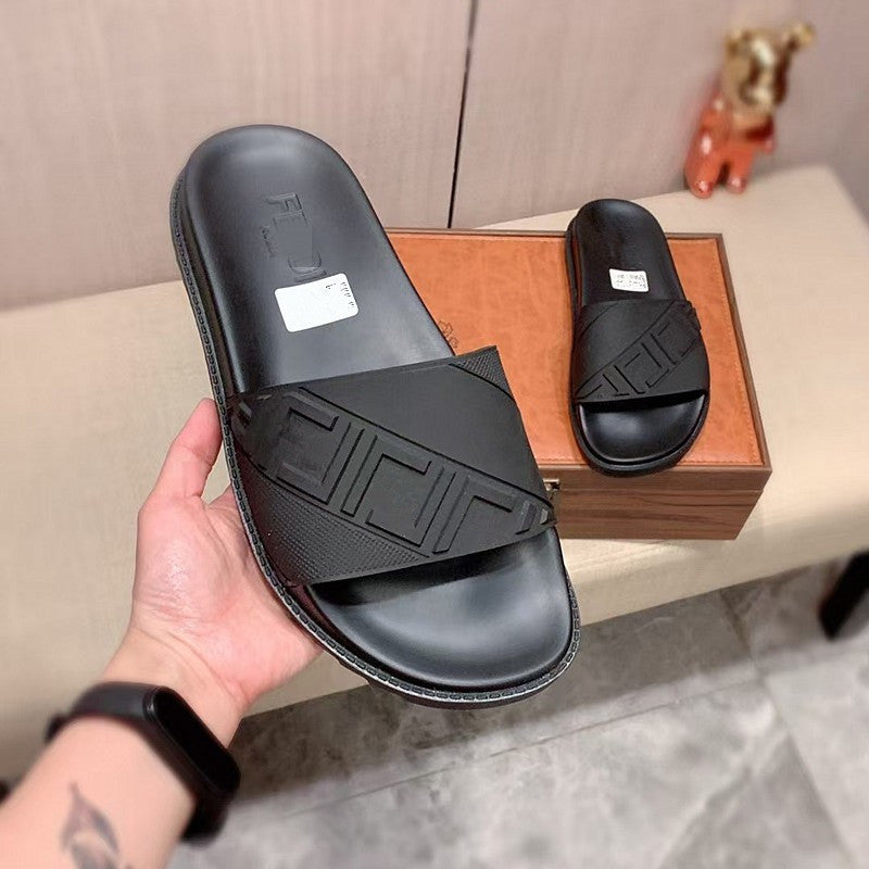 42 43 zapatillas de mujer talla grande, nuevo monograma FD Letter, sandalias planas de vaquero elástico de una sola pieza Dropshipping