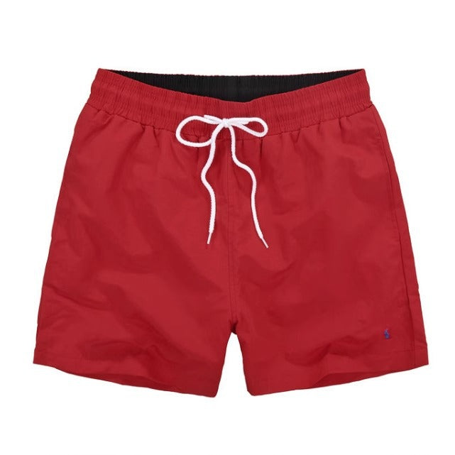 Polo de playa masculino de verano 2026 Shorts surf de tres puntas bordados con cordones Rápido Pantalones deportivos holgados Casual para casa