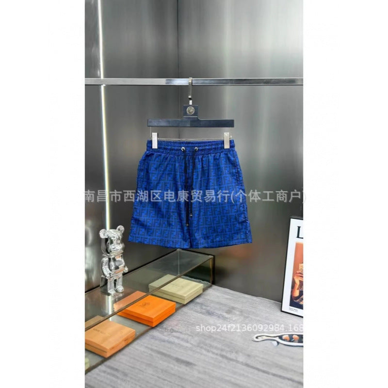 Pantalones cortos de playa de hombre con doble letra F de comercio exterior transfronterizo, pantalones cortos de baño de playa, pantalones cortos casuales elásticos de secado rápido