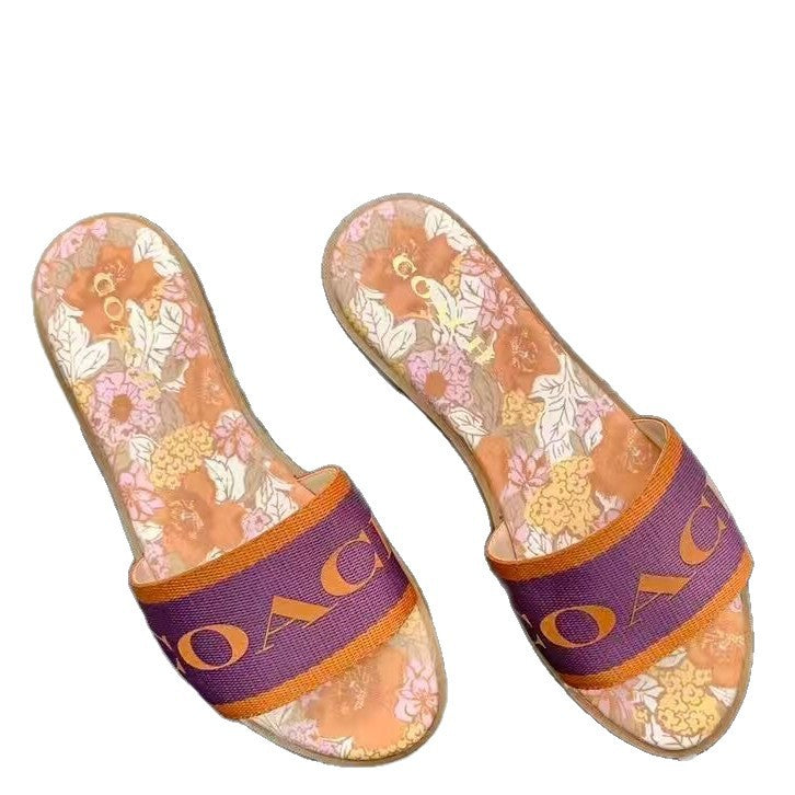 Zapatillas Planas Bordadas Mujer | Chanclas Playa Verano