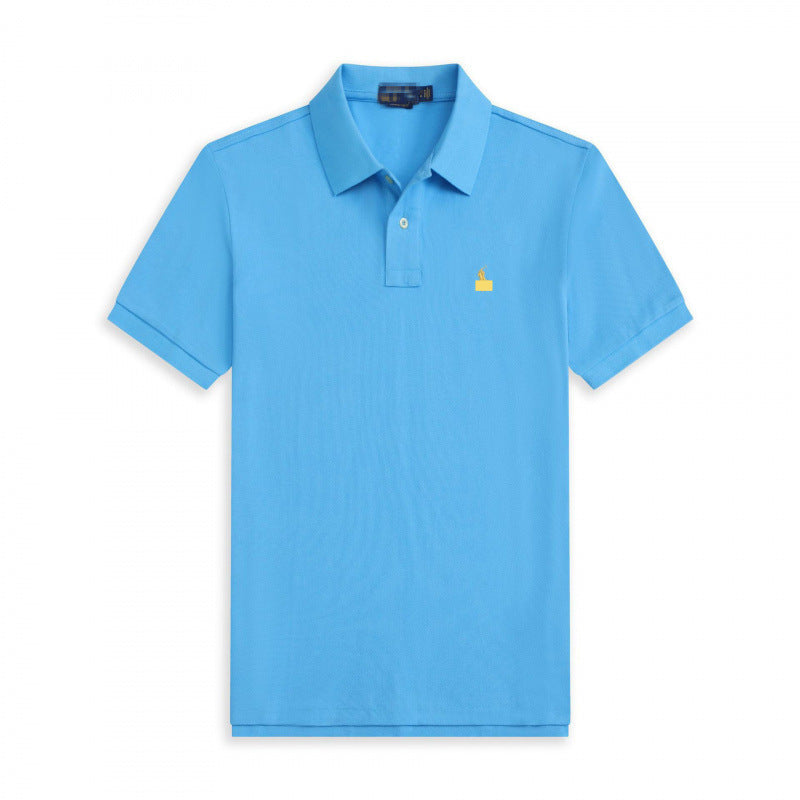 Verano 2025 Comercio Exterior RLoro Camiseta Raco Ralph Lawrence Camiseta de Manga Corta Hombre Logo de Solapa Pony Bordada Ropa Casual Bordada