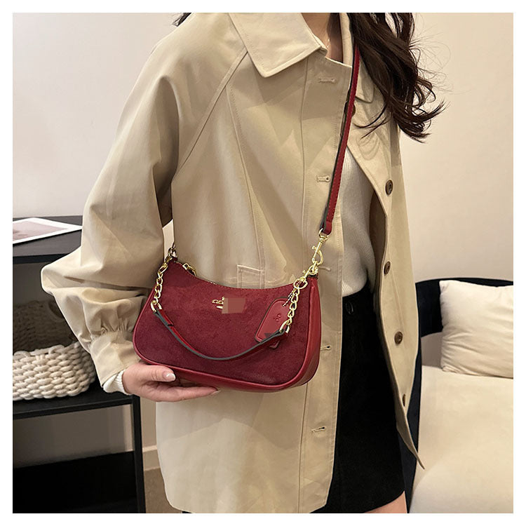 Bolso para la axila de mujer, bolso con cadena estampado en las axilas, elegante bolso ligero de lujo en forma de media luna, bolso bandolera con estampado de leopardo, bolso de alta gama en forma de media luna