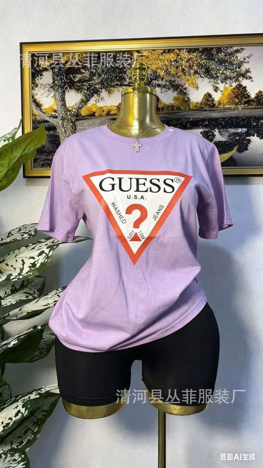 Camiseta europea de algodón transfronteriza, nueva al estilo europeo y americano, camisa versátil de algodón puro de media manga, camiseta de verano, estampado perezoso