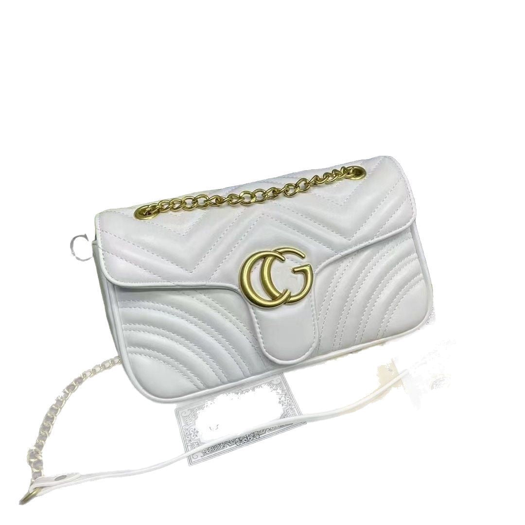 Bolso doble G para mujer, bolso Gucci clásico estilo Chanel con cadena de la línea de bordados con diamantes, bolso bandolera de un solo hombro de alta gama