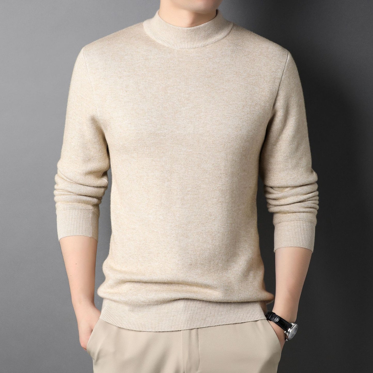 Jersey Cuello Alto Hombre - Suave y Cálido Primavera Otoño
