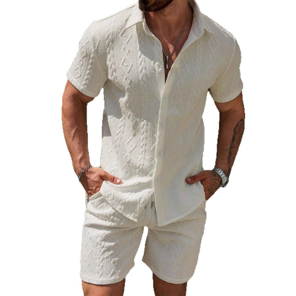 Temu Shein conjunto de camisas casuales de verano para hombre y pantalones cortos de playa de manga corta