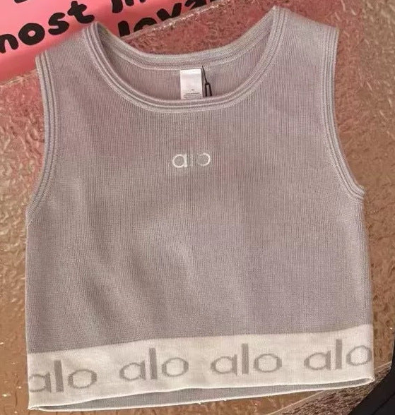 Nuevo verano camiseta deportiva casual sin mangas I-line para mujer slim slim sliming short ribbed con almohadillas de sujetador y camiseta de yoga