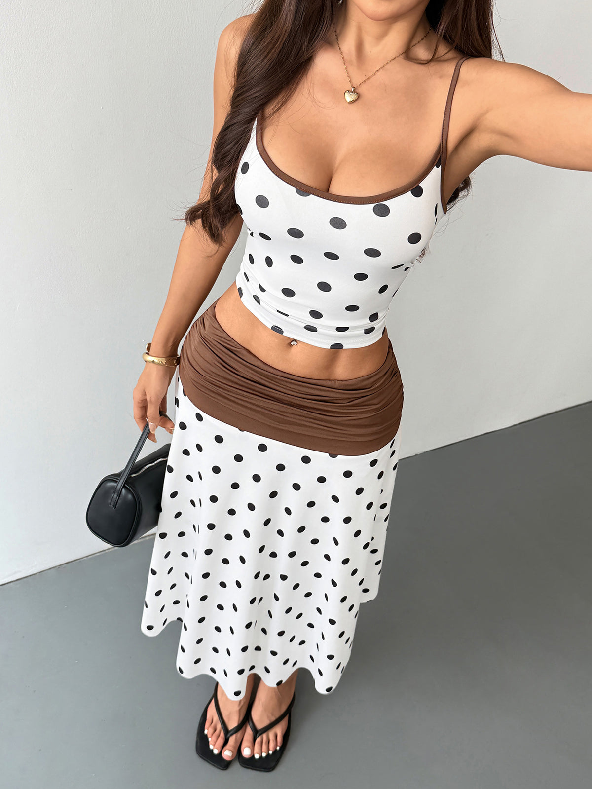 Two-Piece Casual Skirt Set | Summer Color Block Camisole