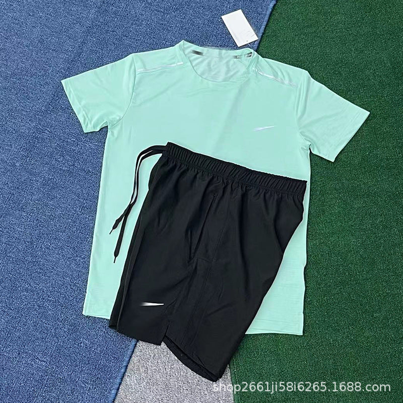 Conjunto de running deportivo nuevo y de secado rápido, transpirable, holgado y casual de manga corta para hombres y mujeres