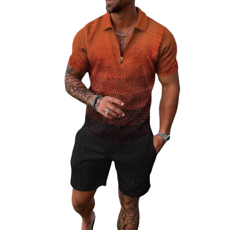 Conjunto de dos piezas de manga corta y pantalones cortos de Amazon de verano transfronterizo 2024 para comercio exterior, conjunto deportivo casual masculino