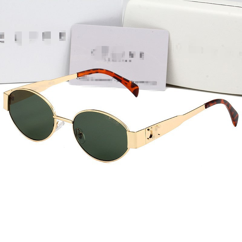 4S235 Gafas de sol de metal de moda europeas y americanas Personalidad vintage Protección UV de montura estrecha Gafas de sol para conducir al aire libre